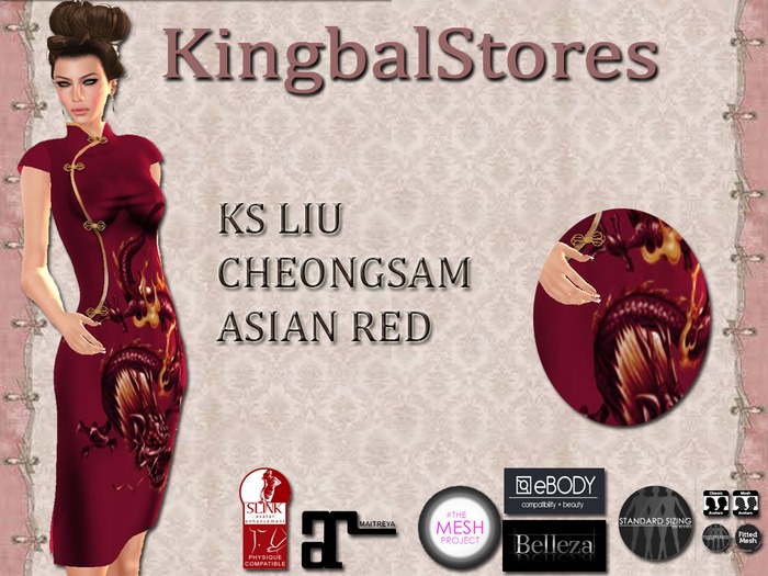 KS LIU CHEONGSAM ASIAN RED [BELLEZA][SLINK PHYSIQUE][MAITREYA][e-BODY][FITMESH][TMP]