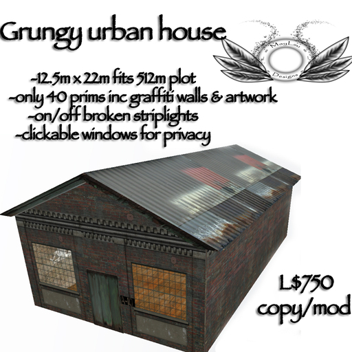 Grunge House - fits 512m plot - low prim