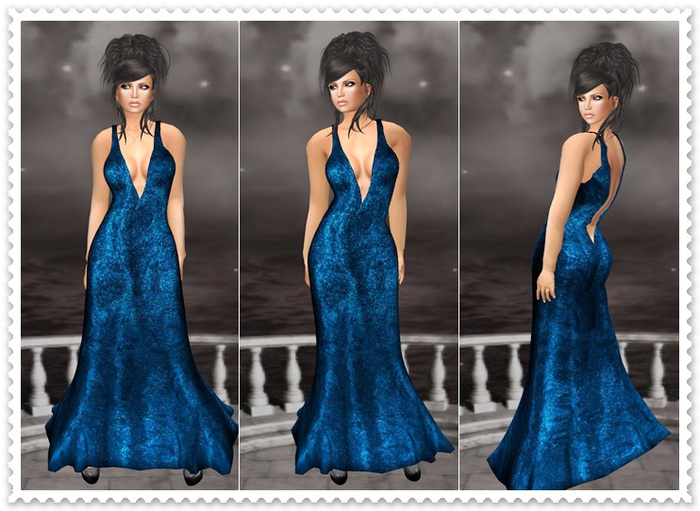 Mesh Gown Bine Blue