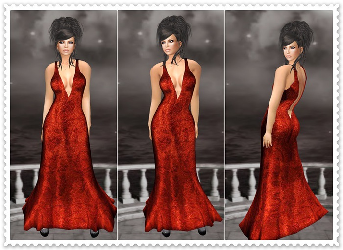 Mesh Gown Bine Red