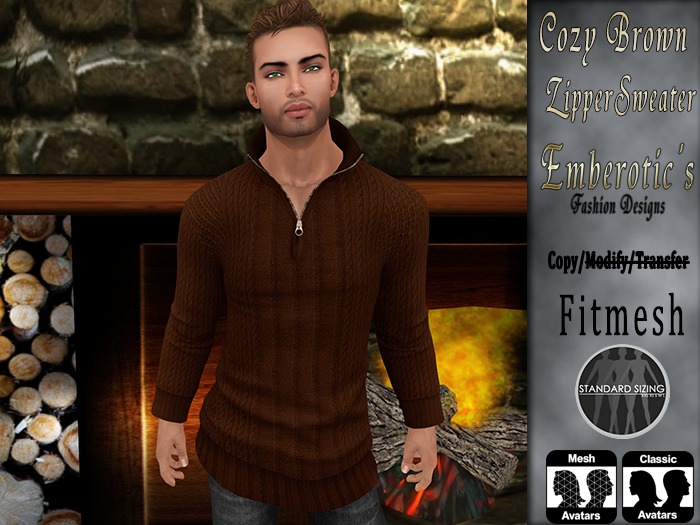 EFD-Cozy Zipper Sweater Brown