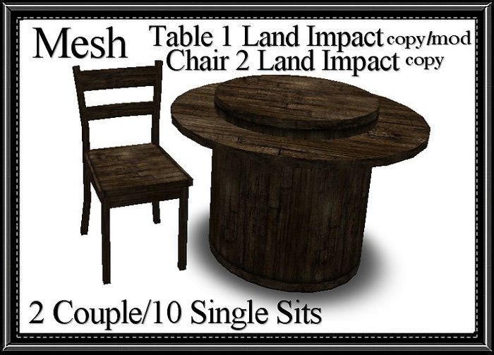 Mesh Table and Chairs Rustic