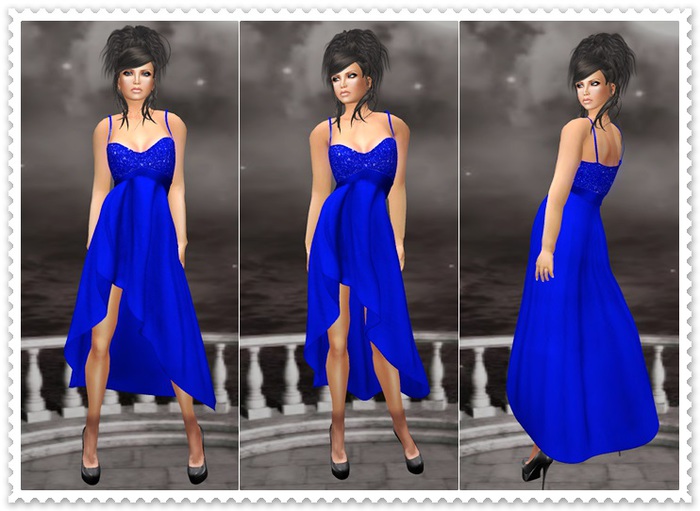Mesh Spaghetti Dress Linsey Deep Blue