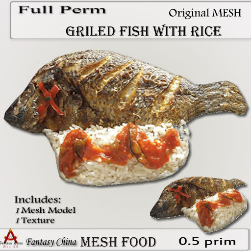 Second Life Marketplace - Fantasy China Mesh Mesh griled fish with rice ...