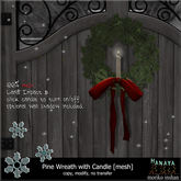 -Hanaya- Mesh Pine Wreath with Candle