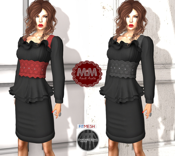 M&M-HEGE BLACK TOP AND SKIRT MESH AND FITTED