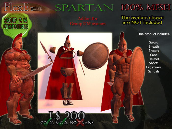 [Spartan] Fitted mesh addon for "Group 2 M" FlexE avatars
