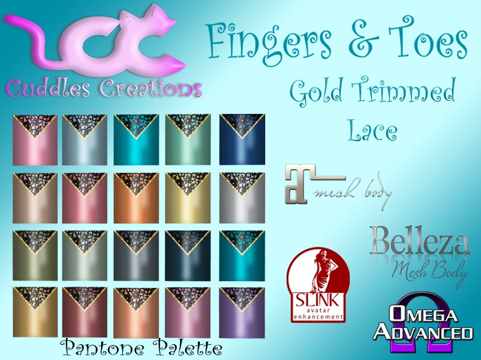 Gold Trimmed Lace Nail Appliers (ADD to Unpack)