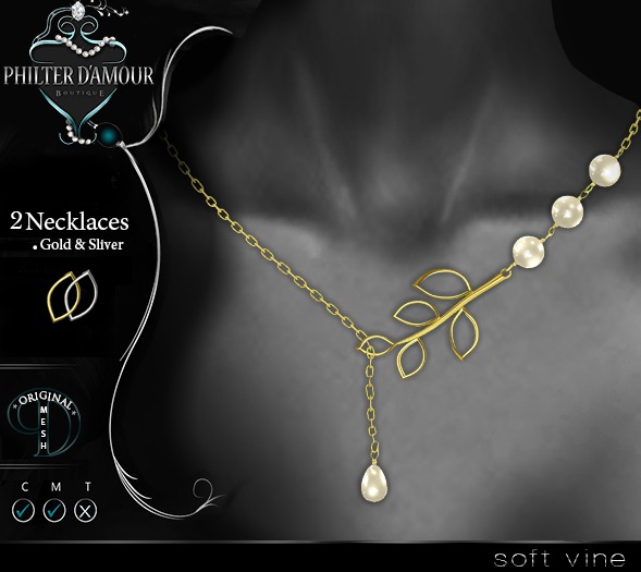 - PD - Soft-Vine Necklace Silver + Gold 