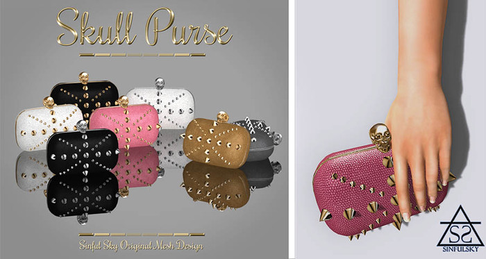 SS-Skull Purse Gold/Pink