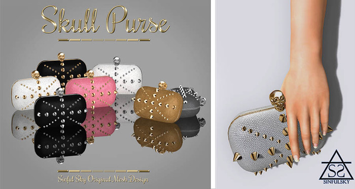 SS-Skull Purse Gold/White