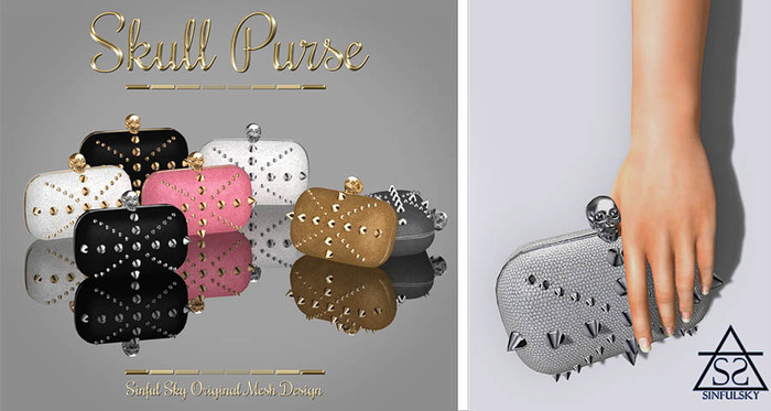 SS-Skull Purse Silver/White