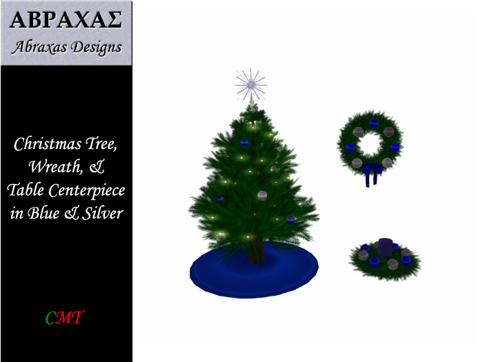 Christmas Tree, Wreath, & Centerpiece (Blue/Silver)