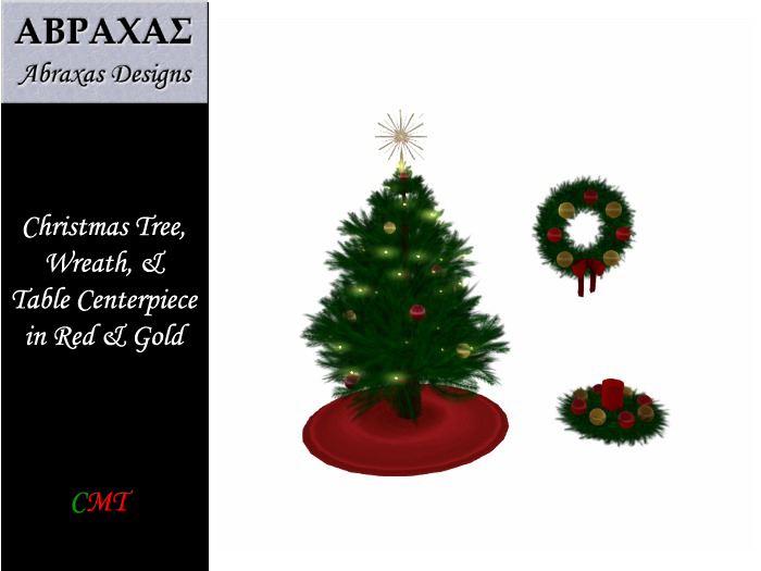 Christmas Tree, Wreath, & Centerpiece (Red/Gold)