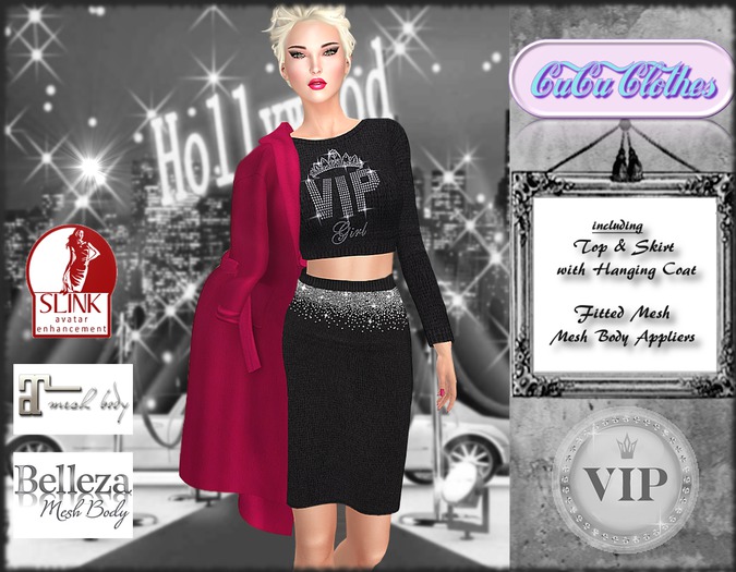 CuCu! Outfit "VIP" with Hanging Coat #blacK