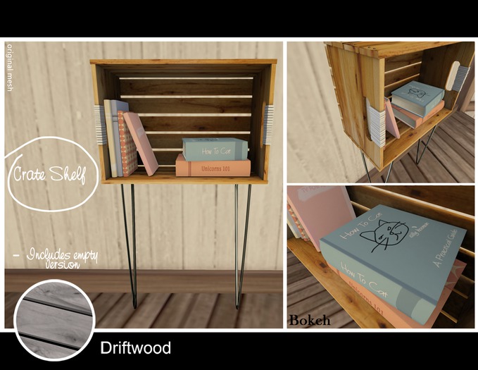 Crate Shelf "Driftwood" (mesh) - Bokeh