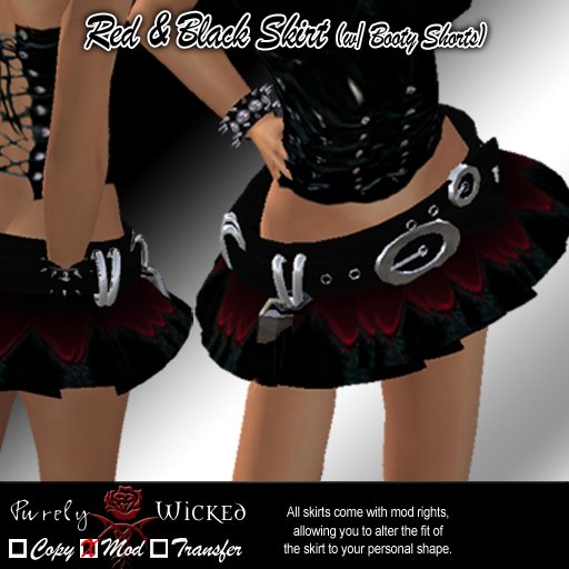 SSC Silver Belted Ultra Red/Black Mini Skirt