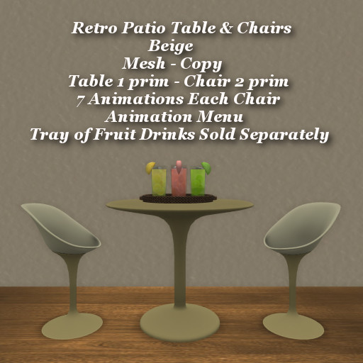 Retro Patio Table & Chairs Beige