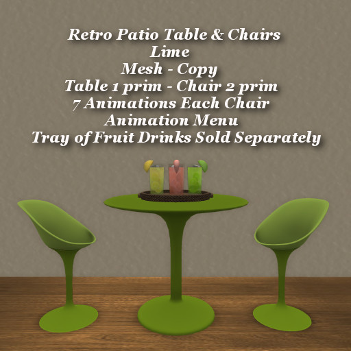 Retro Patio Table & Chairs Lime