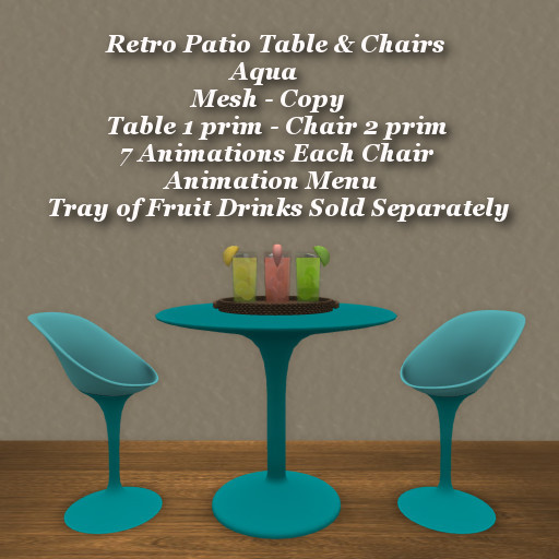 Retro Patio Table & Chairs Aqua