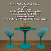Retro Patio Table & Chairs Aqua