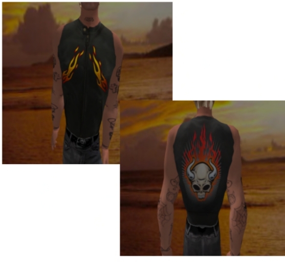 skull and flames vest