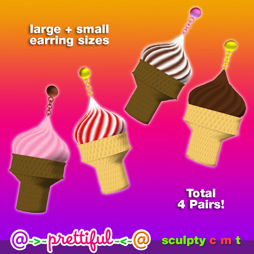 @~>~ PrettiFuL ~<~@ Earrings [ Soft Serve Ice Cream ]