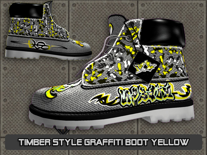 Modern Designs - Timber style grafetti boot grey/yellow