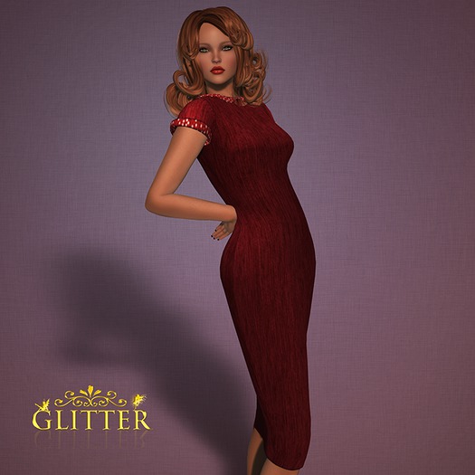 *GLITTER* JOAN VINTAGE PENCIL DRESS RED (WHITE DOTS)