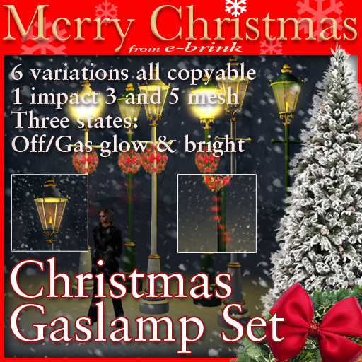 Christmas Gaslamp Set - Copyable -  3 variations - mesh - 3-5 impact per lamp. 