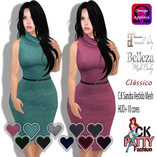 :: C.K Sandra Vestido Mesh HUD+ 10 cores ::