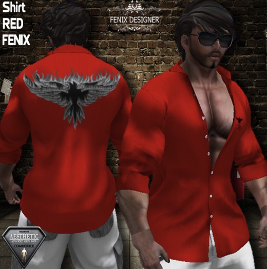 SHIRT RED  AND FENIX  AESTHETIC  FOR FENIX DESIGNER