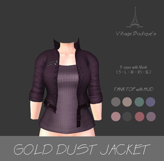 (Vitrage Boutique's) Gold Dust Jacket Tank Top - (PURPLE2)