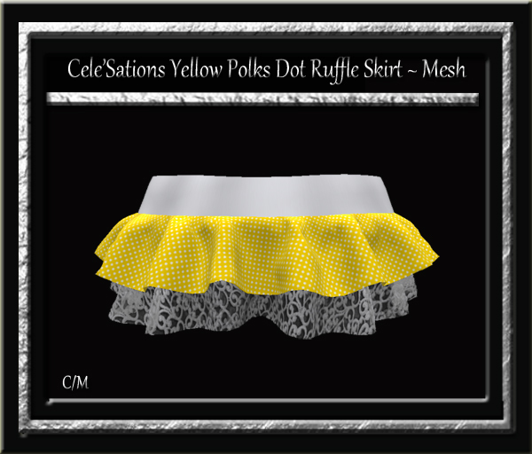 Cele'Sations Polka Dot Ruffle Mini Skirt Yellow MESH [ Maitreya Slink TMP Eve Belleza ]