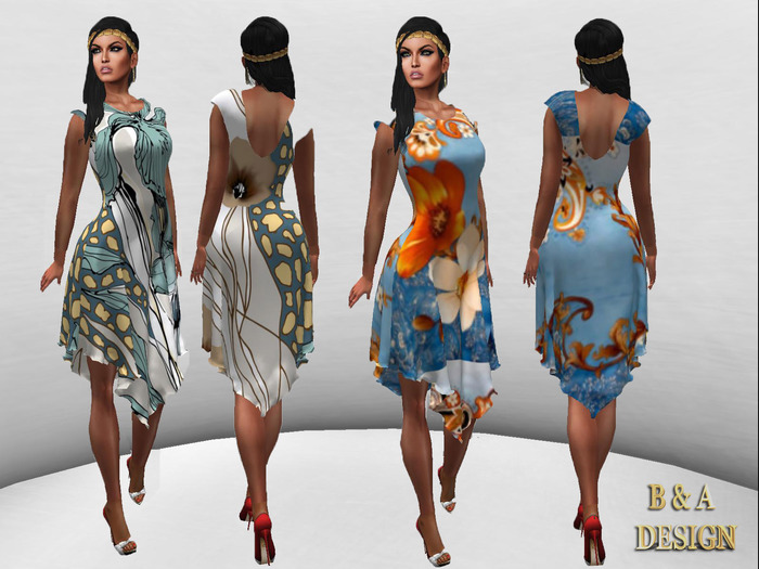 B&A Design Floral Dress Blue Series