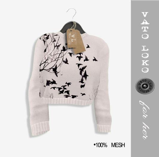 Knit Sweater (F) - print 01 White