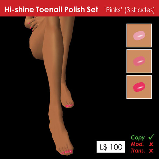 Hi Shine Toenail Polish Set, 3 Pack, Pinks