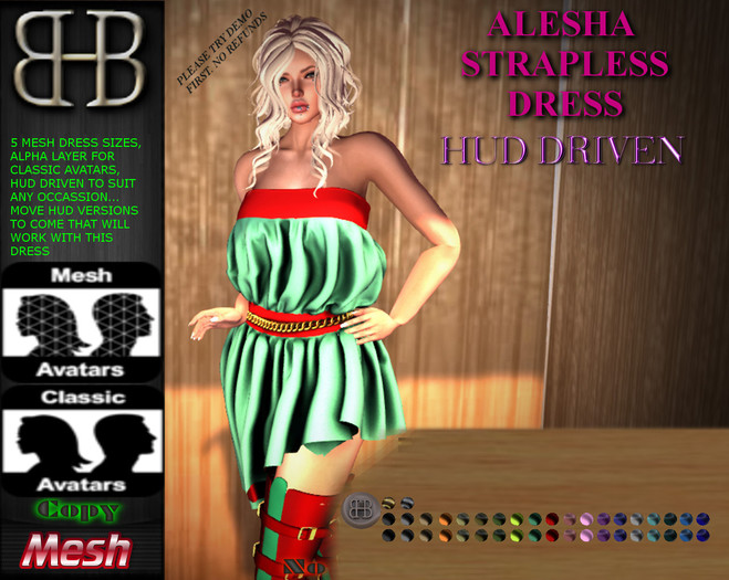 !!BHB!! ALESHA STRAPLESS DRESS  with plain hud( fall )(ADD)