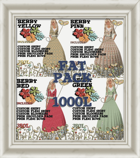 Shabby Chic Berry Country Western Victorian Prairie  Dress Fat Pack 