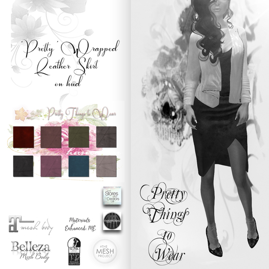 **DEMO** Pretty things - Wrapped Leather Charcoal Skirt