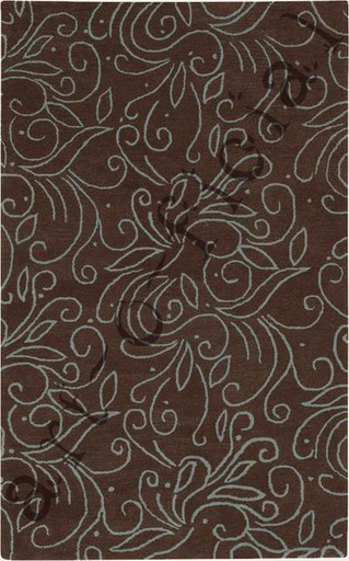 Brown with Blue Scrolls Area Rug