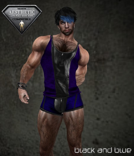 HOTLINE BOXER SHORT LEATHER AND BLACK RIBBED SET