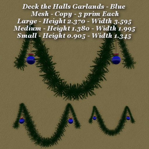 Deck the Halls Garland Blue Lge Med & Sm