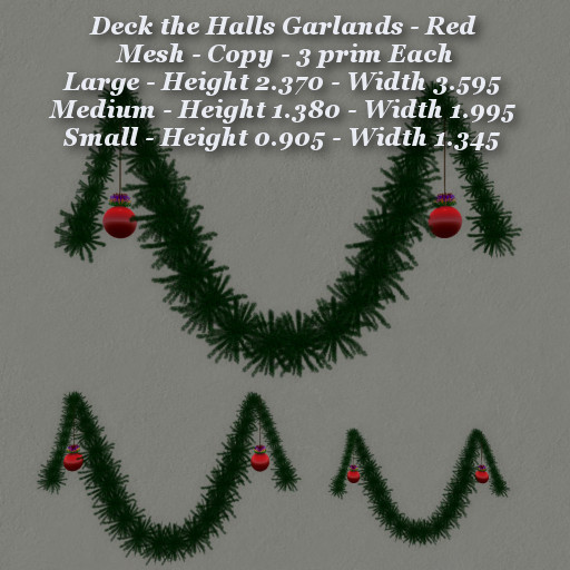 Deck the Halls Garland Red Lge Med & Sm