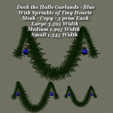 Deck the Halls Garland Blue & Hearts Lge Med & Sm