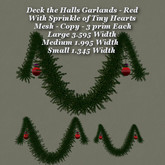 Deck the Halls Garland Red & Hearts Lge Med & Sm