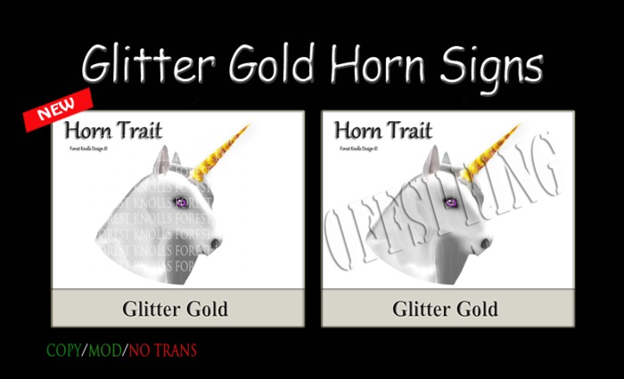 HORN GLITTER GOLD SIGNS