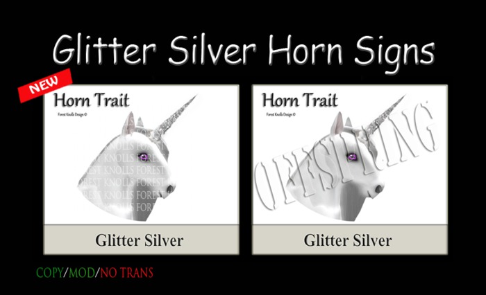 HORN GLITTER SILVER SIGNS