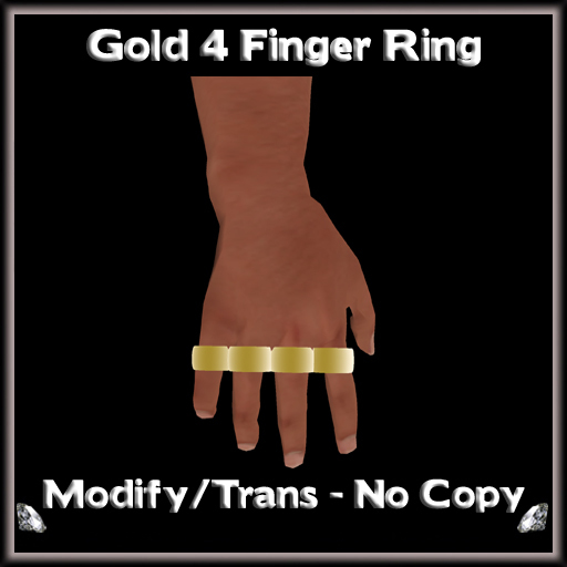 *ICED* Gold 4 Finger Rings 
