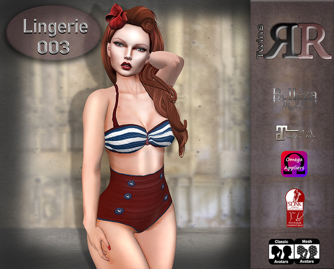 ::: RR Twins ::: Lingerie 003 Red / Blue Stripes